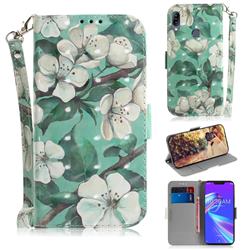 Watercolor Flower 3D Painted Leather Wallet Phone Case for Asus Zenfone Max (M2) ZB633KL
