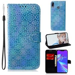Laser Circle Shining Leather Wallet Phone Case for Asus Zenfone Max (M2) ZB633KL - Blue