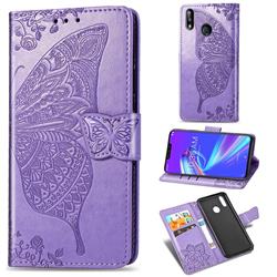 Embossing Mandala Flower Butterfly Leather Wallet Case for Asus Zenfone Max (M2) ZB633KL - Light Purple