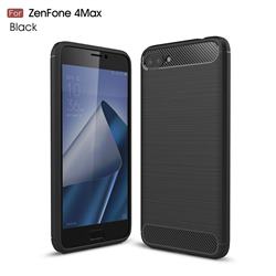 Luxury Carbon Fiber Brushed Wire Drawing Silicone TPU Back Cover for Asus Zenfone 4 Max ZC520KL - Black