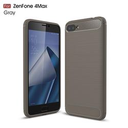 Luxury Carbon Fiber Brushed Wire Drawing Silicone TPU Back Cover for Asus Zenfone 4 Max ZC520KL - Gray