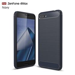 Luxury Carbon Fiber Brushed Wire Drawing Silicone TPU Back Cover for Asus Zenfone 4 Max ZC520KL - Navy