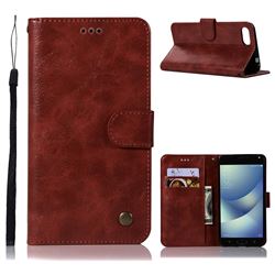 Luxury Retro Leather Wallet Case for Asus Zenfone 4 Max ZC520KL - Wine Red