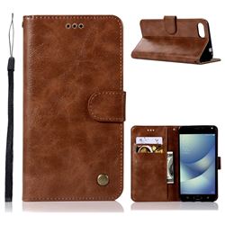 Luxury Retro Leather Wallet Case for Asus Zenfone 4 Max ZC520KL - Brown