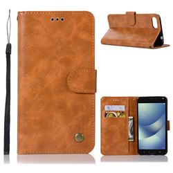 Luxury Retro Leather Wallet Case for Asus Zenfone 4 Max ZC520KL - Golden