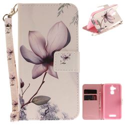 Magnolia Flower Hand Strap Leather Wallet Case for Asus Zenfone 3 Max ZC520TL