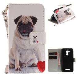 Pug Dog Hand Strap Leather Wallet Case for Asus Zenfone 3 Max ZC520TL