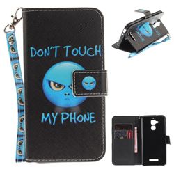 Not Touch My Phone Hand Strap Leather Wallet Case for Asus Zenfone 3 Max ZC520TL