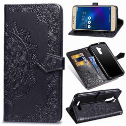 Embossing Imprint Mandala Flower Leather Wallet Case for Asus Zenfone 3 Max ZC520TL - Black
