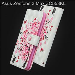 Tree and Cat 3D Painted Leather Wallet Case for Asus Zenfone 3 Max ZC553KL
