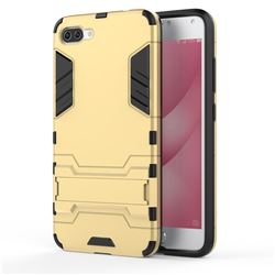 Armor Premium Tactical Grip Kickstand Shockproof Dual Layer Rugged Hard Cover for Asus Zenfone 4 Max ZC554KL Pro Plus - Golden