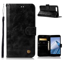 Luxury Retro Leather Wallet Case for Asus Zenfone 4 Max ZC554KL Pro Plus - Black