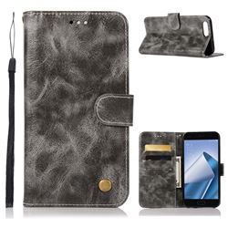 Luxury Retro Leather Wallet Case for Asus Zenfone 4 Max ZC554KL Pro Plus - Gray