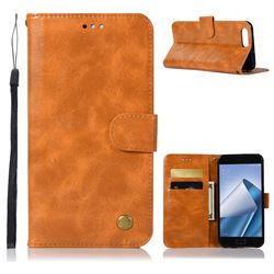 Luxury Retro Leather Wallet Case for Asus Zenfone 4 Max ZC554KL Pro Plus - Golden