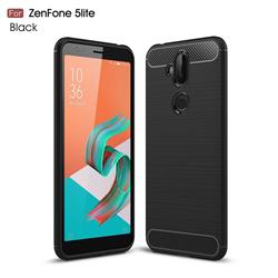 Luxury Carbon Fiber Brushed Wire Drawing Silicone TPU Back Cover for Asus Zenfone 5 Lite ZC600KL - Black
