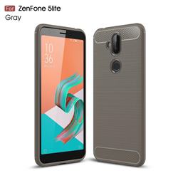 Luxury Carbon Fiber Brushed Wire Drawing Silicone TPU Back Cover for Asus Zenfone 5 Lite ZC600KL - Gray