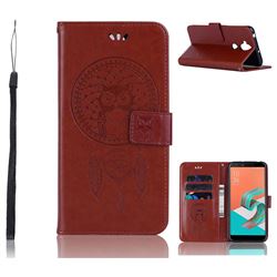 Intricate Embossing Owl Campanula Leather Wallet Case for Asus Zenfone 5 Lite ZC600KL - Brown