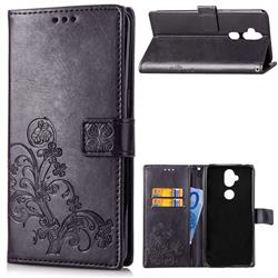 Embossing Imprint Four-Leaf Clover Leather Wallet Case for Asus Zenfone 5 Lite ZC600KL - Black