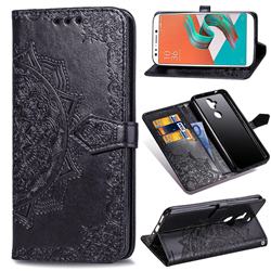 Embossing Imprint Mandala Flower Leather Wallet Case for Asus Zenfone 5 Lite ZC600KL - Black