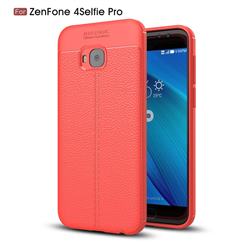 Luxury Auto Focus Litchi Texture Silicone TPU Back Cover for Asus Zenfone 4 Selfie Pro ZD552KL - Red