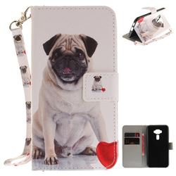 Pug Dog Hand Strap Leather Wallet Case for Asus Zenfone 3 ZE520KL