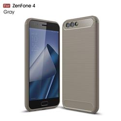 Luxury Carbon Fiber Brushed Wire Drawing Silicone TPU Back Cover for Asus Zenfone 4 ZE554KL - Gray