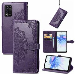 Embossing Imprint Mandala Flower Leather Wallet Case for ZTE Libero 5G II - Purple
