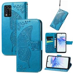 Embossing Mandala Flower Butterfly Leather Wallet Case for ZTE Libero 5G II - Blue