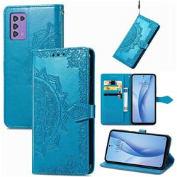 Embossing Imprint Mandala Flower Leather Wallet Case for ZTE Libero 5G III - Blue