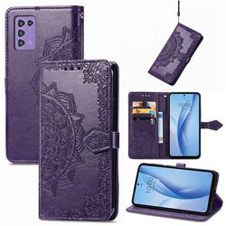 Embossing Imprint Mandala Flower Leather Wallet Case for ZTE Libero 5G III - Purple