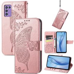 Embossing Mandala Flower Butterfly Leather Wallet Case for ZTE Libero 5G III - Rose Gold
