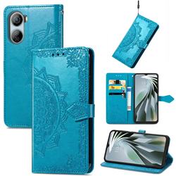 Embossing Imprint Mandala Flower Leather Wallet Case for ZTE Libero 5G IV - Blue