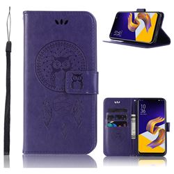 Intricate Embossing Owl Campanula Leather Wallet Case for Asus Zenfone 5Z ZS620KL - Purple
