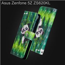 Climbing Bamboo Panda 3D Painted Leather Wallet Case for Asus Zenfone 5Z ZS620KL