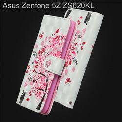 Tree and Cat 3D Painted Leather Wallet Case for Asus Zenfone 5Z ZS620KL