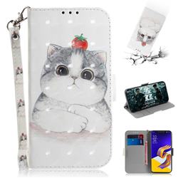 Cute Tomato Cat 3D Painted Leather Wallet Phone Case for Asus Zenfone 5Z ZS620KL