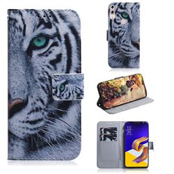 White Tiger PU Leather Wallet Case for Asus Zenfone 5Z ZS620KL