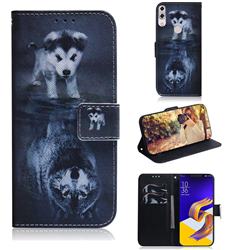 Wolf and Dog PU Leather Wallet Case for Asus Zenfone 5Z ZS620KL