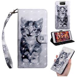 Smiley Cat 3D Painted Leather Wallet Case for Asus ZenFone 6 (ZS630KL)
