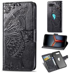 Embossing Mandala Flower Butterfly Leather Wallet Case for Asus ROG Phone 2 ZS660K - Black