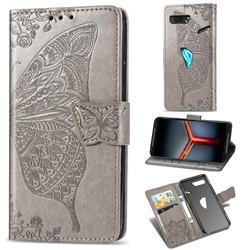 Embossing Mandala Flower Butterfly Leather Wallet Case for Asus ROG Phone 2 ZS660K - Gray