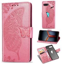 Embossing Mandala Flower Butterfly Leather Wallet Case for Asus ROG Phone 2 ZS660K - Pink