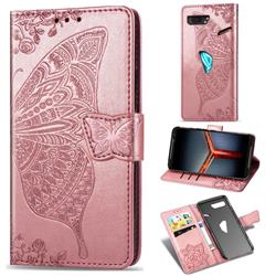 Embossing Mandala Flower Butterfly Leather Wallet Case for Asus ROG Phone 2 ZS660K - Rose Gold