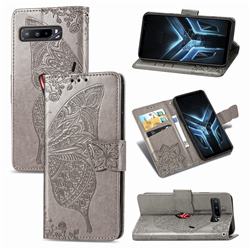 Embossing Mandala Flower Butterfly Leather Wallet Case for Asus ROG Phone 3 ZS661KS - Gray