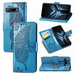 Embossing Mandala Flower Butterfly Leather Wallet Case for Asus ROG Phone 3 ZS661KS - Blue