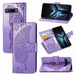 Embossing Mandala Flower Butterfly Leather Wallet Case for Asus ROG Phone 3 ZS661KS - Light Purple