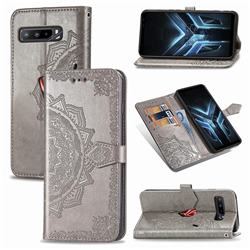 Embossing Imprint Mandala Flower Leather Wallet Case for Asus ROG Phone 3 ZS661KS - Gray