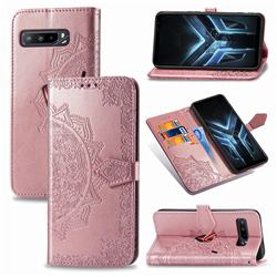 Embossing Imprint Mandala Flower Leather Wallet Case for Asus ROG Phone 3 ZS661KS - Rose Gold
