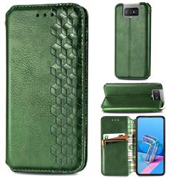 Ultra Slim Fashion Business Card Magnetic Automatic Suction Leather Flip Cover for Asus Zenfone 7 ZS670KS / 7 Pro ZS671KS - Green