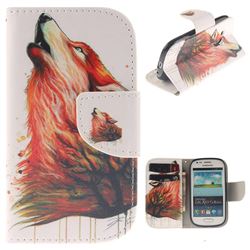 Color Wolf PU Leather Wallet Case for Samsung Galaxy S3 Mini i8190